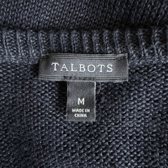 TALBOTS Sweater Womens M Black Open Front Cardigan 100% Linen Natural Fiber - Picture 8 of 10